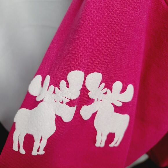 Vintage 80s Jerzees Barbiecore Hot Pink Moose Crewneck Pullover Sweatshirt - Picture 5 of 14